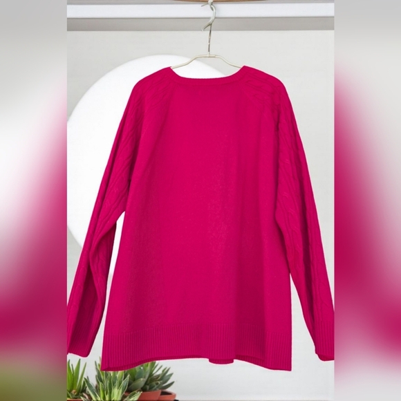 Croft & Barrow The Extra Soft Cabled Crew Neck Sweater Sangria Pink Large (EUC) - Picture 8 of 10